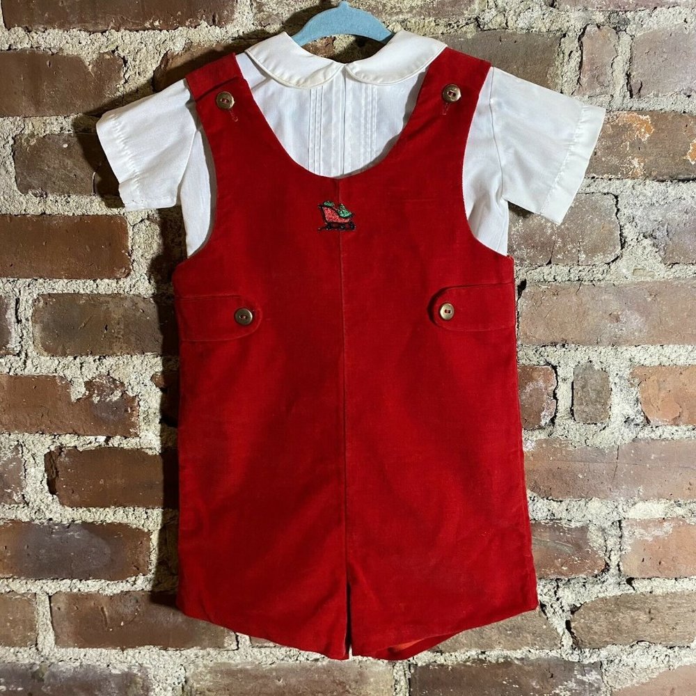 Vintage Jon Jon & Top Holiday Set Sleigh Velvet 24M by Alexis